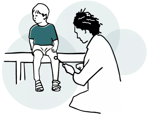 Hunter syndrome specialist information neurologist doctor examining boy’s knee cartoon