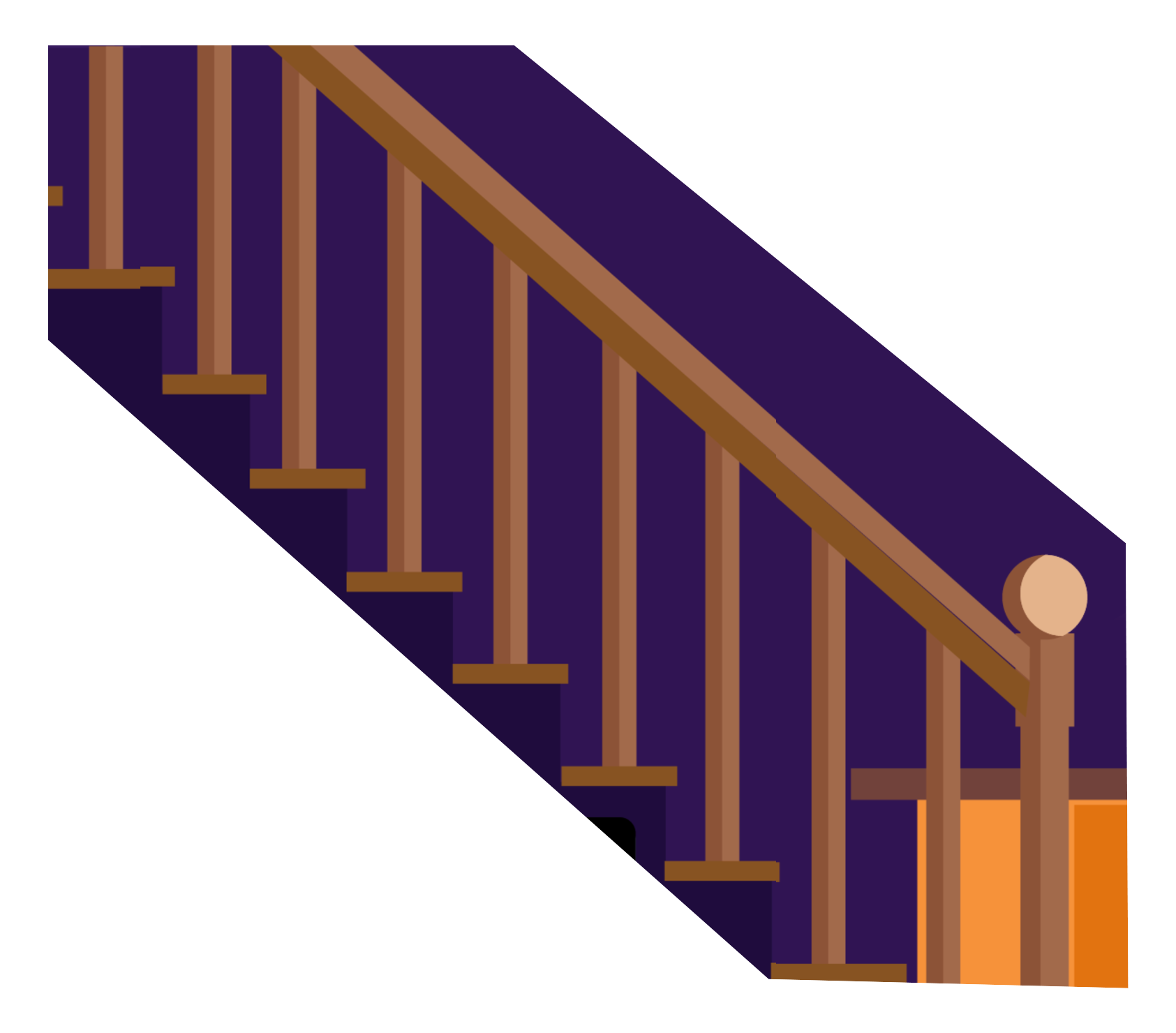 Staircase highlighted within home.