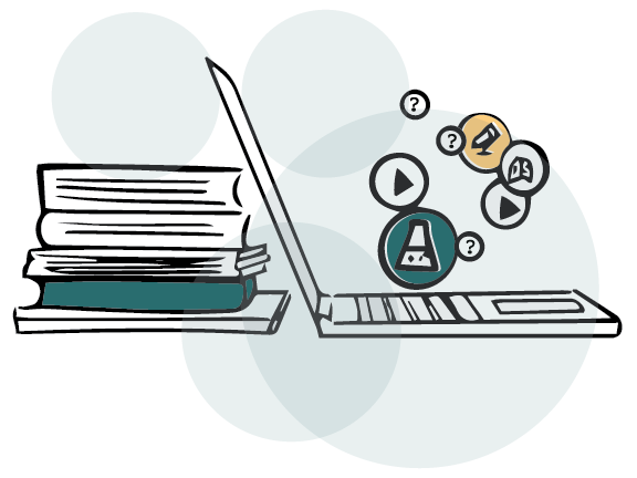 Hunter syndrome specialist guides laptop and books icons green and yellow