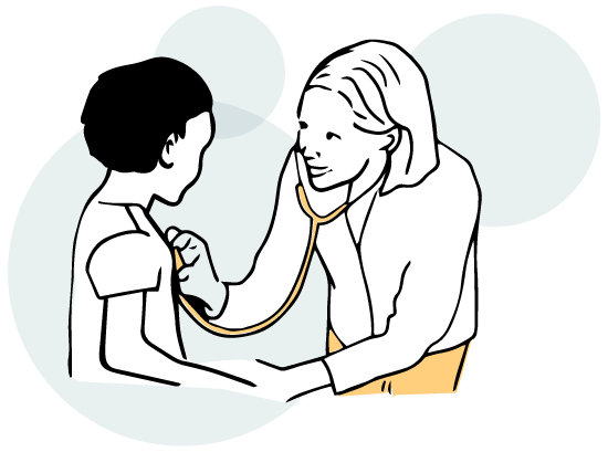 Hunter syndrome specialist information female doctor measuring heartbeat of young boy cartoon